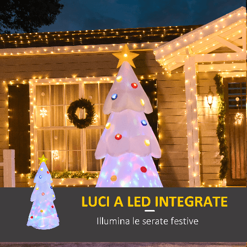 HOMCOM-Albero-di-Natale-Bianco-Gonfiabile-Gigante-e-Impermeabile-con-Luci-a-LED-per-Esterni---Bianco