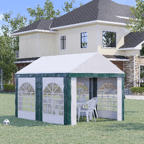 Outsunny-Tendone-da-Giardino-4x3m-per-12-Persone-con-Doppio-Ingresso-Bianco-e-Verde