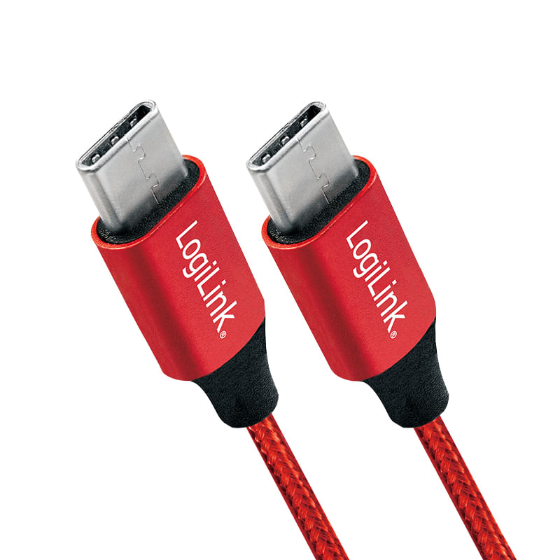 Logilink---Cavo-USB---Da-USB-C--M--a-USB-C--M----USB-2.0---5-V---3-A---1-m---rosso-RAL-3024--CU0156-