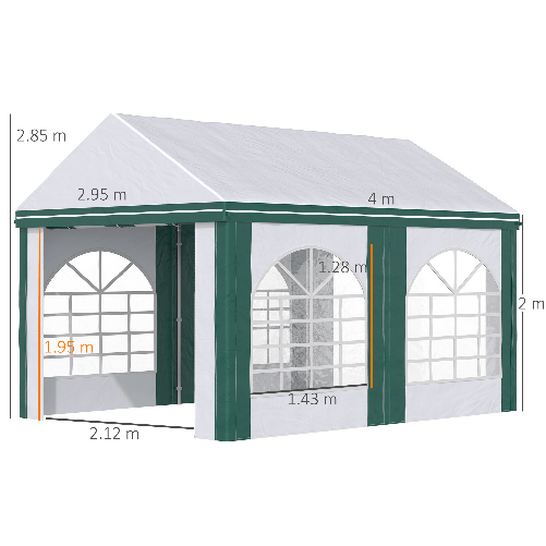 Outsunny-Tendone-da-Giardino-4x3m-per-12-Persone-con-Doppio-Ingresso-Bianco-e-Verde