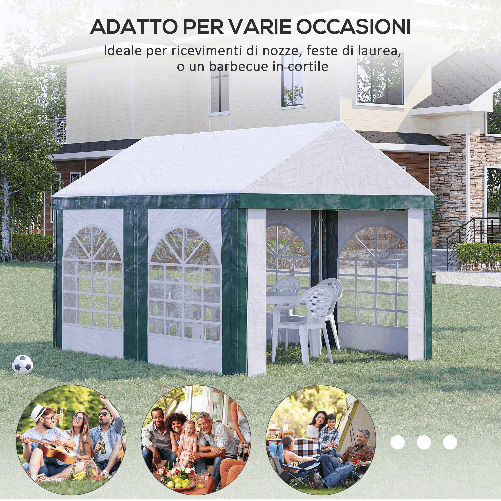 Outsunny-Tendone-da-Giardino-4x3m-per-12-Persone-con-Doppio-Ingresso-Bianco-e-Verde