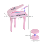 HOMCOM-Pianoforte-Giocattolo-per-Bambini--Strumento-Musicale-Elettrico-con-37-Tasti-Luminosi-Microfono-e-Sgabello-Inclusi-48x39x69-cm-Rosa