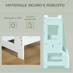 HOMCOM-Scala-Montessori-2-in-1-in-MDF-Staccabile-con-Sgabello-Lavagna-Inclusi-per-Bambini-3-6-Anni-Bianco