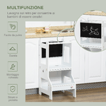 HOMCOM-Scala-Montessori-2-in-1-in-MDF-Staccabile-con-Sgabello-Lavagna-Inclusi-per-Bambini-3-6-Anni-Bianco