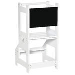 HOMCOM-Scala-Montessori-2-in-1-in-MDF-Staccabile-con-Sgabello-Lavagna-Inclusi-per-Bambini-3-6-Anni-Bianco