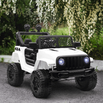 HOMCOM-Macchina-Elettrica-per-Bambini-Jeep-Fuoristrada-con-Telecomando-e-2-Velocita-100x65x72-cm-Bianco