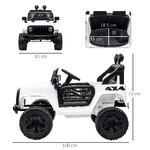 HOMCOM-Macchina-Elettrica-per-Bambini-Jeep-Fuoristrada-con-Telecomando-e-2-Velocita-100x65x72-cm-Bianco