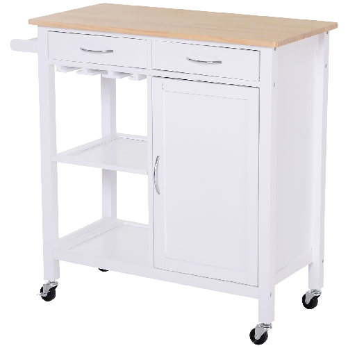 HOMCOM-Carrello-da-Cucina-Classico-con-Cassetti-e-Ruote-in-Legno-Salvaspazio-89x40x84cm