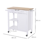 HOMCOM-Carrello-da-Cucina-Classico-con-Cassetti-e-Ruote-in-Legno-Salvaspazio-89x40x84cm