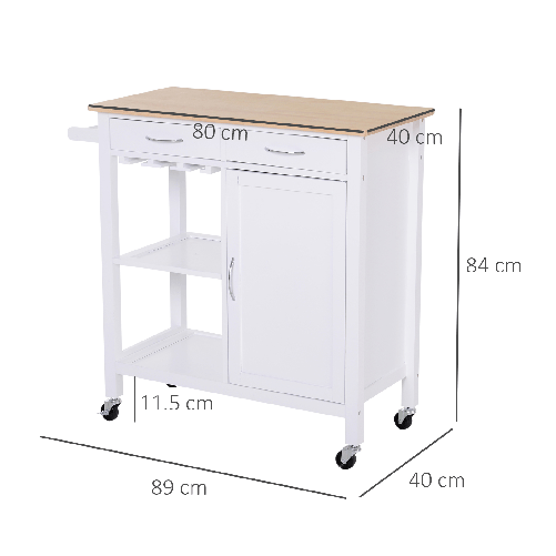 HOMCOM-Carrello-da-Cucina-Classico-con-Cassetti-e-Ruote-in-Legno-Salvaspazio-89x40x84cm