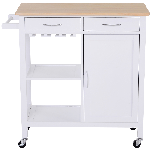 HOMCOM-Carrello-da-Cucina-Classico-con-Cassetti-e-Ruote-in-Legno-Salvaspazio-89x40x84cm