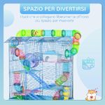 PawHut-Gabbia-per-Criceti-e-Roditori-a-5-Piani-con-Tubi-Colorati-Ruota-Casetta-e-Accessori-Inclusi-Blu-47x30x59cm