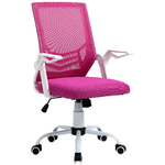 Vinsetto Sedia da Ufficio Ergonomica con Braccioli e Supporto Lombare, Poltrona Ufficio Girevole e Altezza Regolabile in Tessuto Rosa