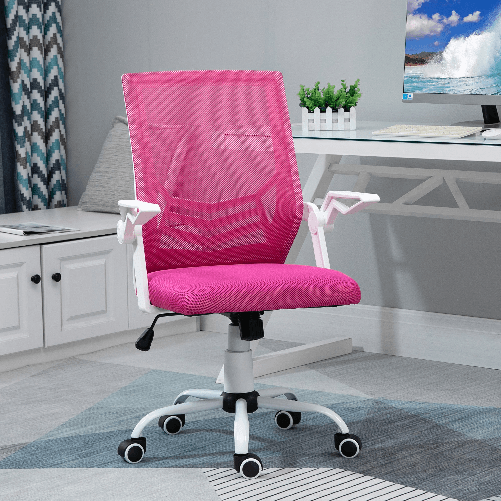 Vinsetto-Sedia-da-Ufficio-Ergonomica-con-Braccioli-e-Supporto-Lombare-Poltrona-Ufficio-Girevole-e-Altezza-Regolabile-in-Tessuto-Rosa