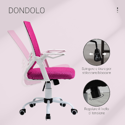 Vinsetto-Sedia-da-Ufficio-Ergonomica-con-Braccioli-e-Supporto-Lombare-Poltrona-Ufficio-Girevole-e-Altezza-Regolabile-in-Tessuto-Rosa