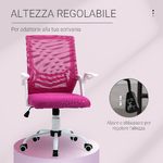 Vinsetto-Sedia-da-Ufficio-Ergonomica-con-Braccioli-e-Supporto-Lombare-Poltrona-Ufficio-Girevole-e-Altezza-Regolabile-in-Tessuto-Rosa