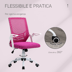 Vinsetto-Sedia-da-Ufficio-Ergonomica-con-Braccioli-e-Supporto-Lombare-Poltrona-Ufficio-Girevole-e-Altezza-Regolabile-in-Tessuto-Rosa