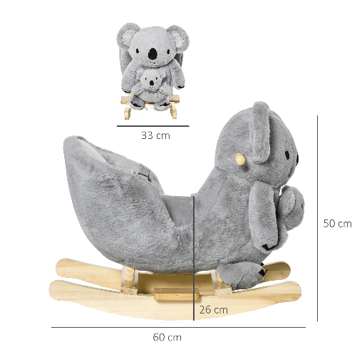 HOMCOM-Dondolo-Koala-per-Bambini-18-36-Mesi---Grigio