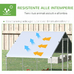 PawHut-Pollaio-da-Giardino-con-Telaio-Zincato-Copertura-Impermeabile-e-Rete-Esagonale-3x2x2m-Argento