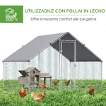 PawHut-Pollaio-da-Giardino-con-Telaio-Zincato-Copertura-Impermeabile-e-Rete-Esagonale-3x2x2m-Argento