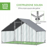 PawHut-Pollaio-da-Giardino-con-Telaio-Zincato-Copertura-Impermeabile-e-Rete-Esagonale-3x2x2m-Argento