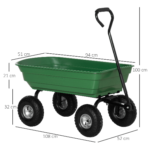 Outsunny-Carrello-da-Giardino-con-Struttura-in-Acciaio-e-Pneumatici-108x52x100cm-Verde