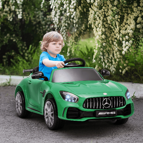 HOMCOM-Macchinina-per-Bambini-Elettrica-12V-con-Licenza-Mercedes-AMG-GTR-Velocita-3-5km-h-Telecomando-Luci-e-Suoni-Verde