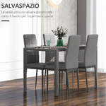 HOMCOM-Set-da-Pranzo-5-Pezzi-con-1-Tavolo-da-Pranzo-e-4-Sedie-Moderne-in-Similpelle-Metallo-e-Vetro-Temperato-Grigio