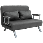 HOMCOM Divano Letto Singolo in Similpelle e Acciaio con Seduta Regolabile in 5 Posizioni, 105x80x78 cm, Grigio