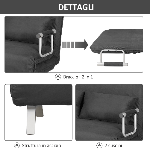 HOMCOM-Divano-Letto-Singolo-in-Similpelle-e-Acciaio-con-Seduta-Regolabile-in-5-Posizioni-105x80x78-cm-Grigio