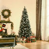HOMCOM-Albero-di-Natale-Innevato-Artificiale-180cm-con-Bacche-Rosse-e-Pigne-Bianche-Base-Rimovibile-Pieghevole-618-Rami