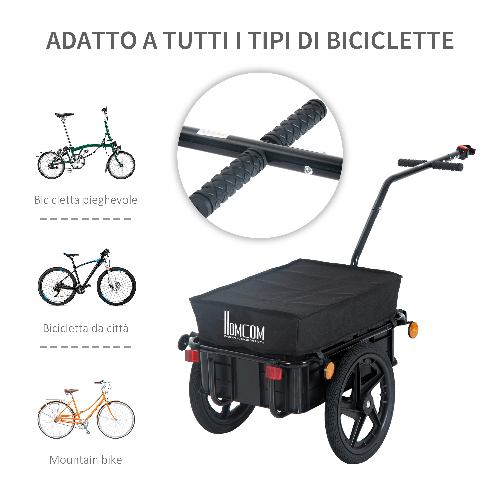 HOMCOM-Rimorchio-Carrello-per-Bicicletta-Porta-Oggetti-in-Acciaio-144x59x80cm