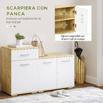 HOMCOM-Set-per-Ingresso-3-in-1-con-Appendiabiti-a-Muro-Specchio-e-Scarpiera-con-Panca-in-Legno