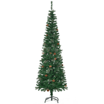 HOMCOM Albero di Natale Alto 195cm Realistico con Pigne Decorative e 556 Rami, Verde