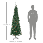 HOMCOM-Albero-di-Natale-Alto-195cm-Realistico-con-Pigne-Decorative-e-556-Rami-Verde