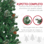 HOMCOM-Albero-di-Natale-Alto-195cm-Realistico-con-Pigne-Decorative-e-556-Rami-Verde