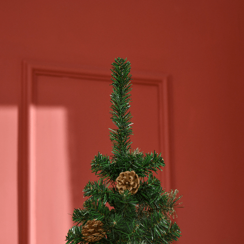 HOMCOM-Albero-di-Natale-Alto-195cm-Realistico-con-Pigne-Decorative-e-556-Rami-Verde