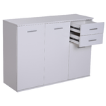 HOMCOM Armadietto da Ufficio 3 Armadietti 2 Cassetti Legno 106x35x76cm Bianco