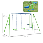 Outsunny-Set-Altalene-da-Giardino-per-4-Bambini-1-Altalena-Doppia-e-2-Altalene-Singole-Capacita-di-peso-45kg--Altalena--180kg--Totale--280x140x178cm