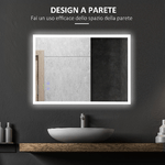 kleankin-Specchio-Bagno-con-Luce-LED-Funzione-Anti-Appannamento-e-Tasti-Touch-70x50cm-Argento