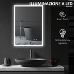 kleankin-Specchio-Bagno-con-Luce-LED-Funzione-Anti-Appannamento-e-Tasti-Touch-70x50cm-Argento