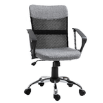 Vinsetto Poltrona da Ufficio in Tessuto Grigio, Sedia Girevole ed Ergonomica per Scrivania, 60 x 66 x 91-101cm