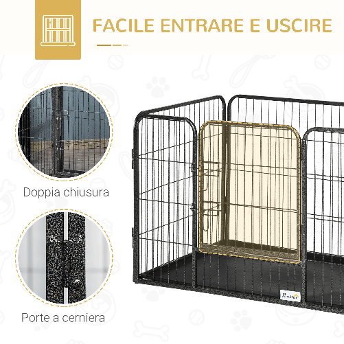 PawHut-Box-per-Cani-in-Metallo-con-Porta-e-Vassoio-sul-Fondo-125x78x80cm-Grigio