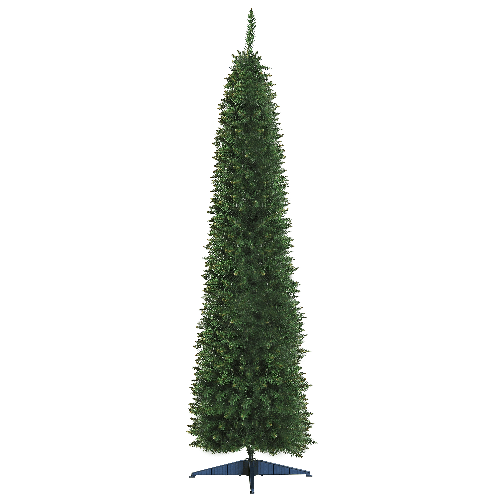 HOMCOM-Albero-di-Natale-Artificiale-in-PVC-con-Base-in-Plastica-Design-Alto-e-Stretto-210cm---Verde