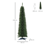 HOMCOM-Albero-di-Natale-Artificiale-in-PVC-con-Base-in-Plastica-Design-Alto-e-Stretto-210cm---Verde