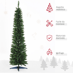 HOMCOM-Albero-di-Natale-Artificiale-in-PVC-con-Base-in-Plastica-Design-Alto-e-Stretto-210cm---Verde