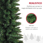 HOMCOM-Albero-di-Natale-Artificiale-in-PVC-con-Base-in-Plastica-Design-Alto-e-Stretto-210cm---Verde