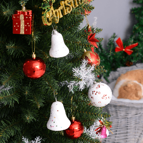 HOMCOM-Albero-di-Natale-Artificiale-in-PVC-con-Base-in-Plastica-Design-Alto-e-Stretto-210cm---Verde
