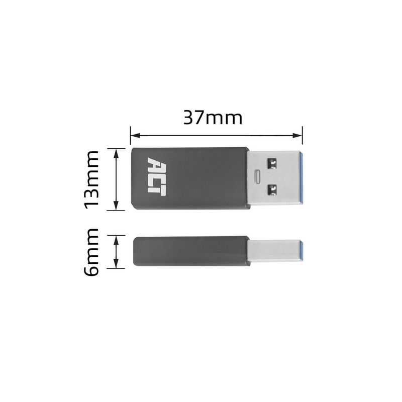 Modello-ACT-AC7375-per-cavo-USB-Type-C-USB-Type-A-Grijs