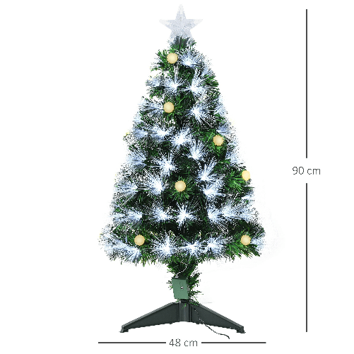 HOMCOM-Albero-di-Natale-Artificiale-90cm-con-90-Rami-Albero-di-Natale-con-Luci-a-LED-e-Fibre-Ottiche-Base-Pieghevole-Rimovibile